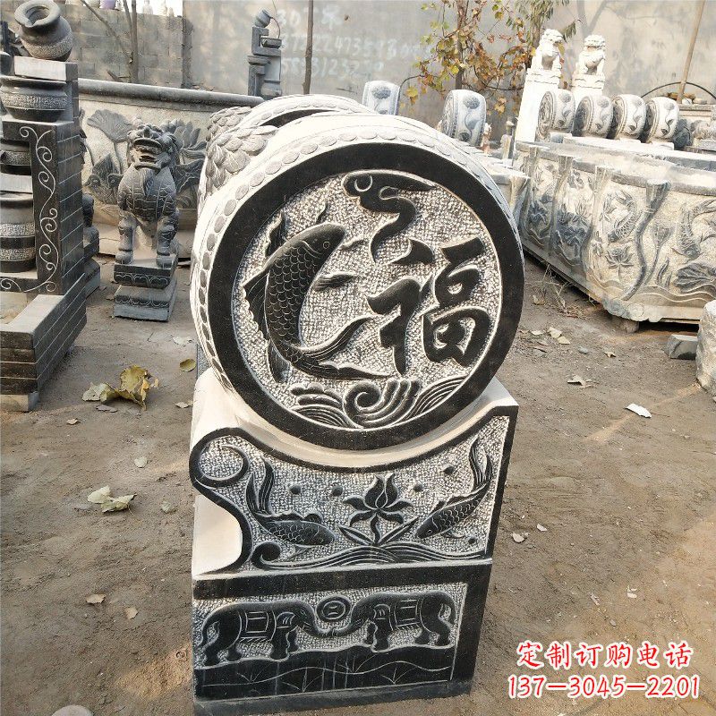 廊坊一流仿古抱鼓门墩石雕塑