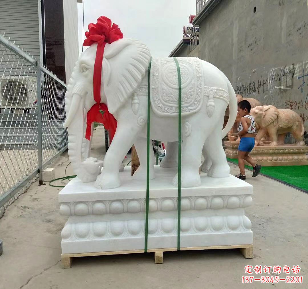 廊坊石雕汉白玉大象雕塑