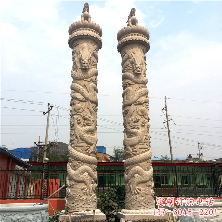 廊坊石雕华表盘龙柱,雕塑工艺的精美展示