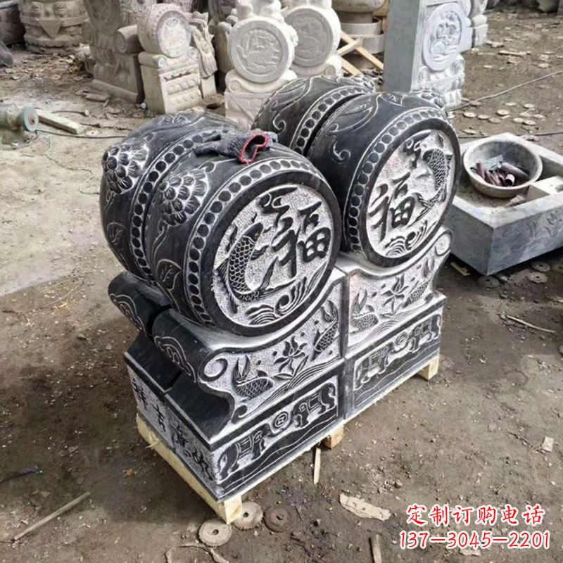 廊坊中领雕塑-石雕门墩貔貅抱鼓
