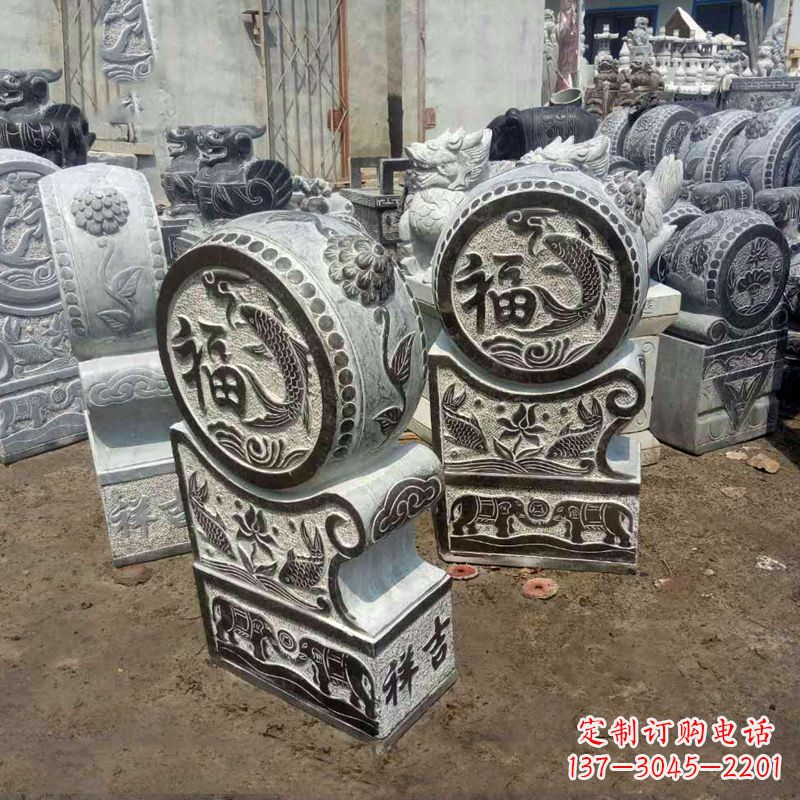 廊坊石雕貔貅抱鼓门墩雕塑