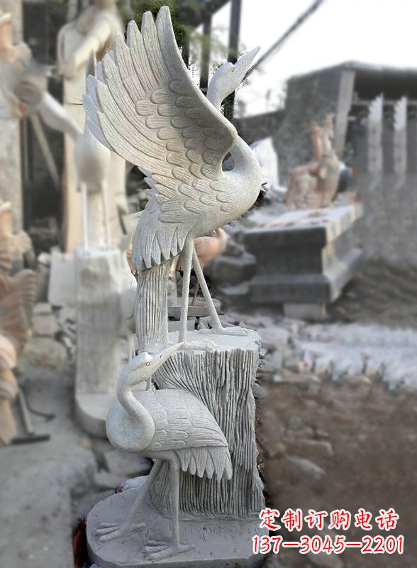 廊坊石雕仙鹤景观摆件