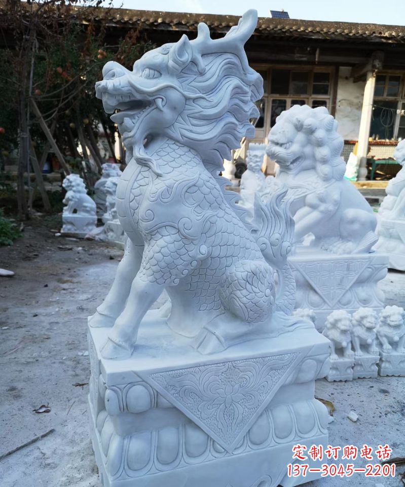 廊坊石雕镇宅麒麟动物雕塑