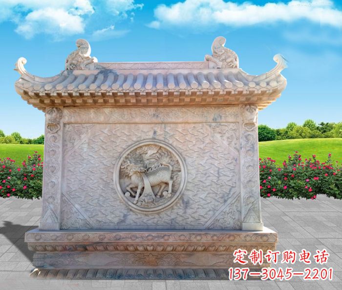 廊坊石浮雕麒麟庭院影壁