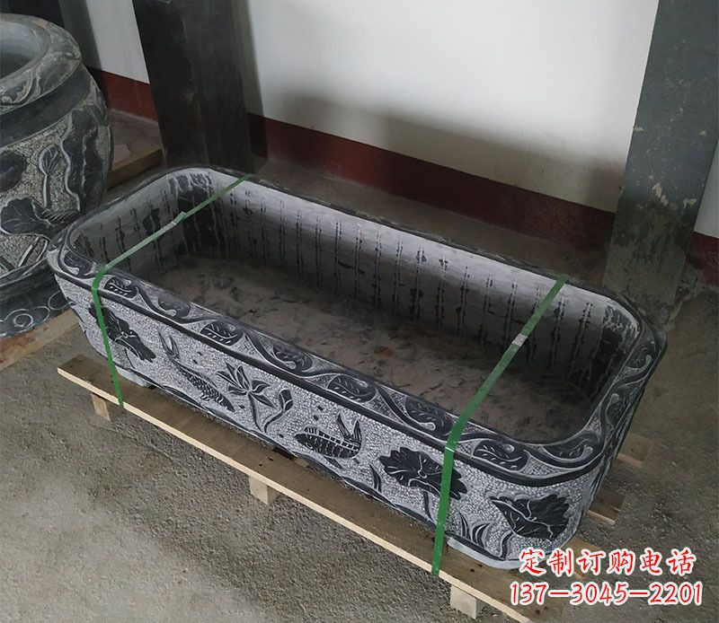 廊坊石浮雕鱼缸仿古鱼缸石雕