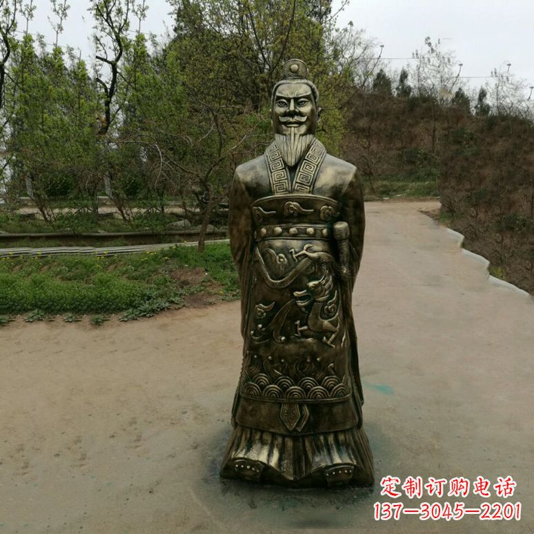廊坊始皇嬴政玻璃钢仿铜雕塑