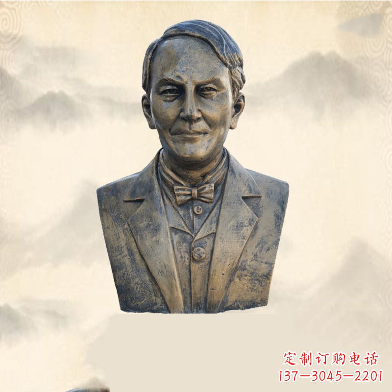 廊坊世界名人爱迪生纯铜头像雕塑-学校校园名人系列雕塑