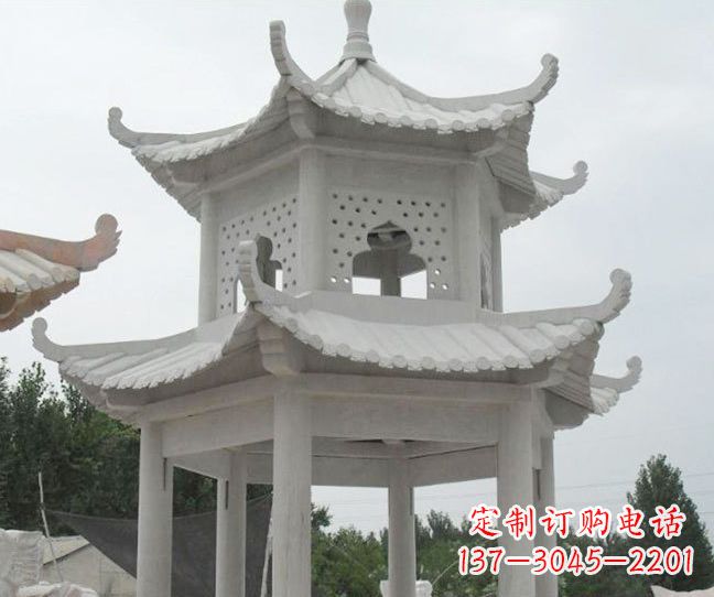 廊坊双层大理石凉亭石雕