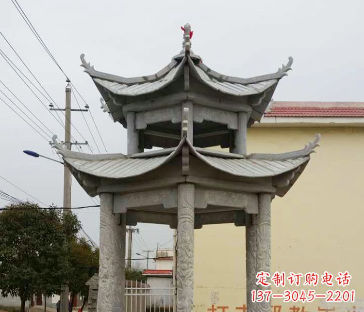 廊坊双层仿古凉亭石雕 (2)