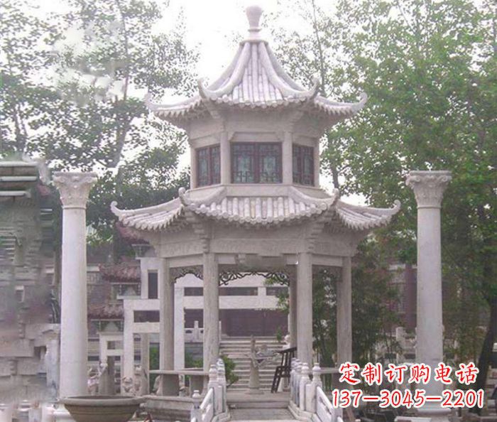 廊坊双层仿古凉亭石雕 (3)