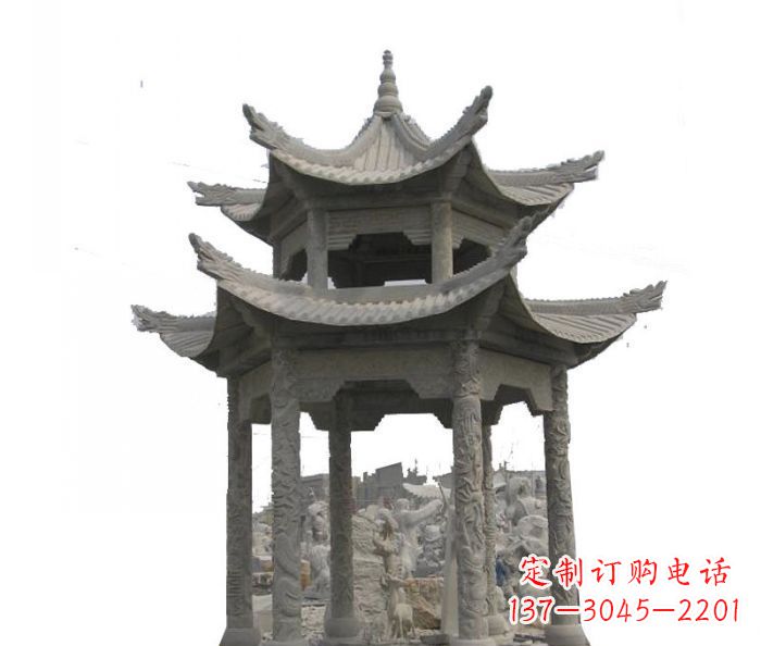 廊坊双层仿古石雕凉亭 (2)