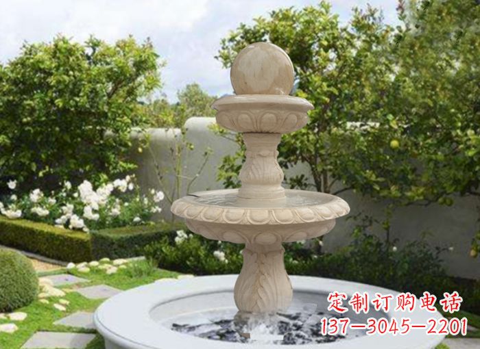 廊坊双层风水球喷泉别墅石雕