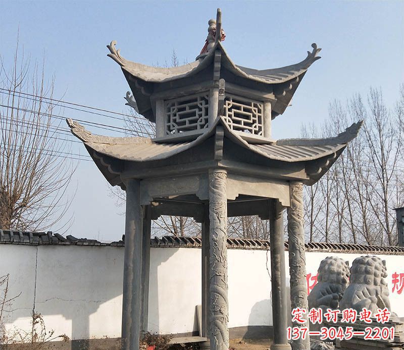廊坊双层户外凉亭石雕 (2)