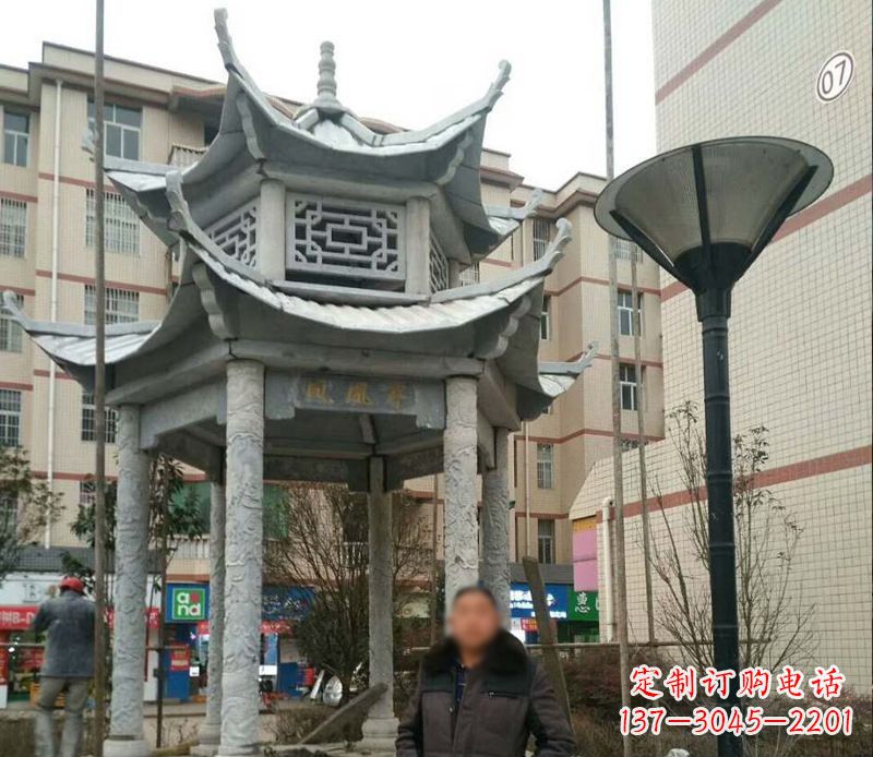 廊坊双层六角凉亭石雕