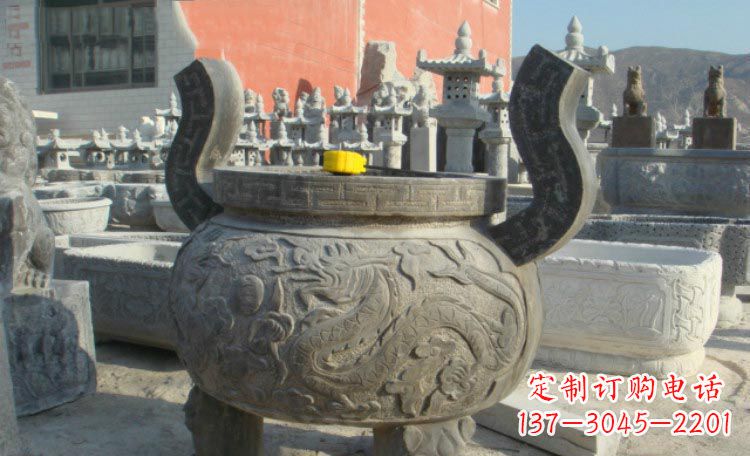 廊坊双龙戏珠浮雕香炉铜雕