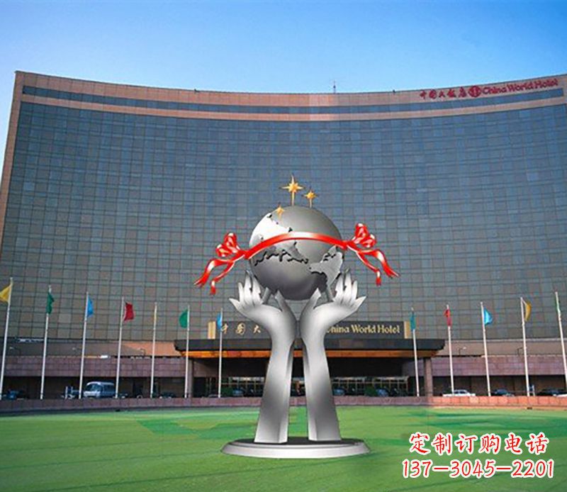 廊坊双手捧地球校园不锈钢雕塑