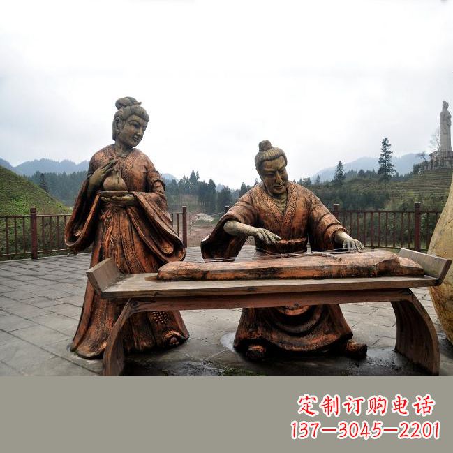 廊坊司马相如与卓文君铜雕塑像-城市广场历史名人情景雕塑