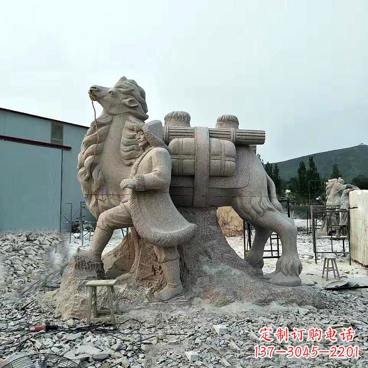 廊坊丝绸之路骆驼情景石雕