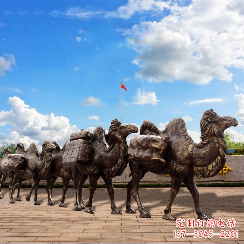 廊坊丝绸之路骆驼队仿铜景观雕塑