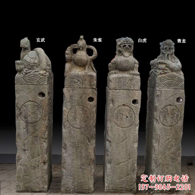 廊坊四神兽拴马桩石雕