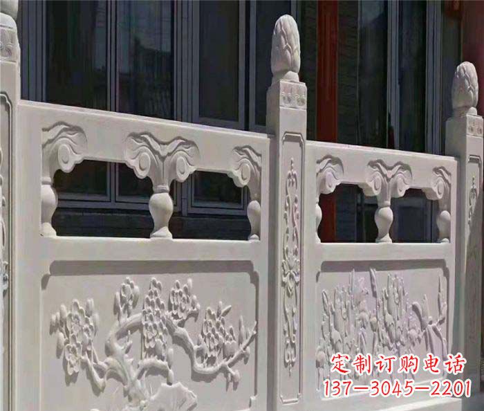 廊坊寺庙景观汉白玉石浮雕栏板 (2)