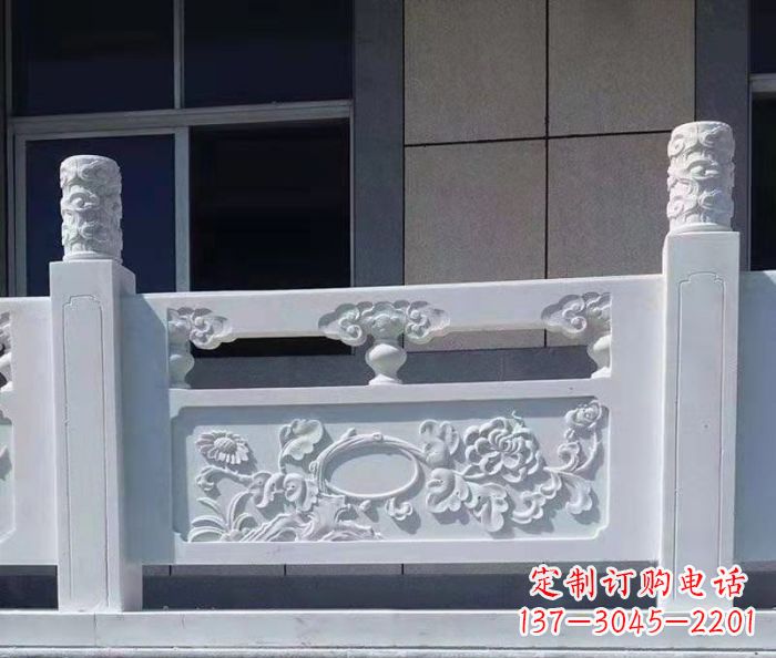 廊坊寺庙景观汉白玉石浮雕栏板 (4)
