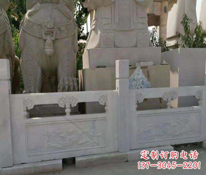 廊坊寺庙景观汉白玉石浮雕栏板