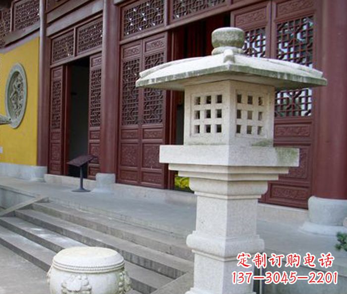 廊坊寺庙景观镂空石灯石雕