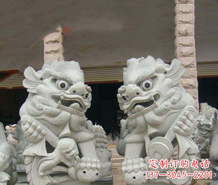 廊坊寺庙景观南方狮子石雕 (2)