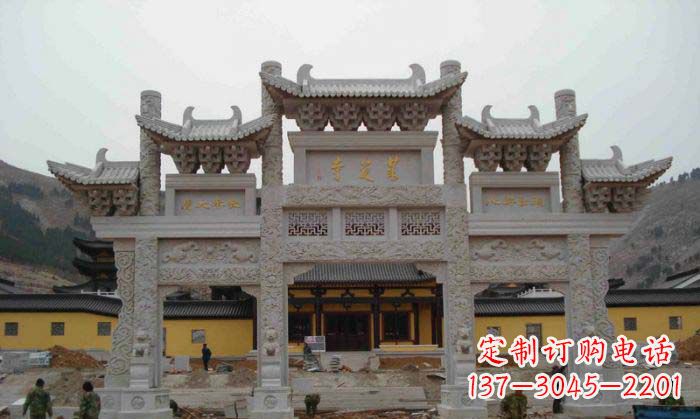 廊坊寺庙景观三门五楼石牌坊