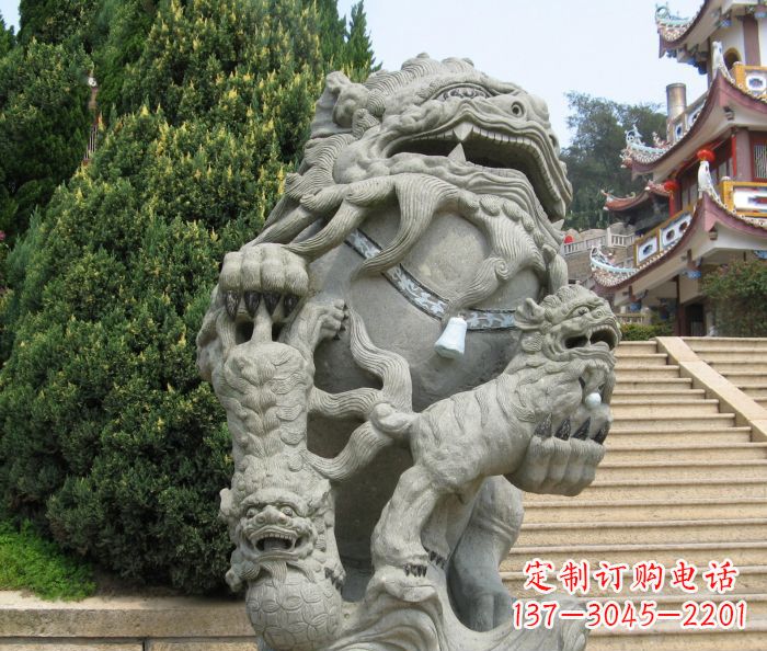 廊坊寺庙景观狮子石雕