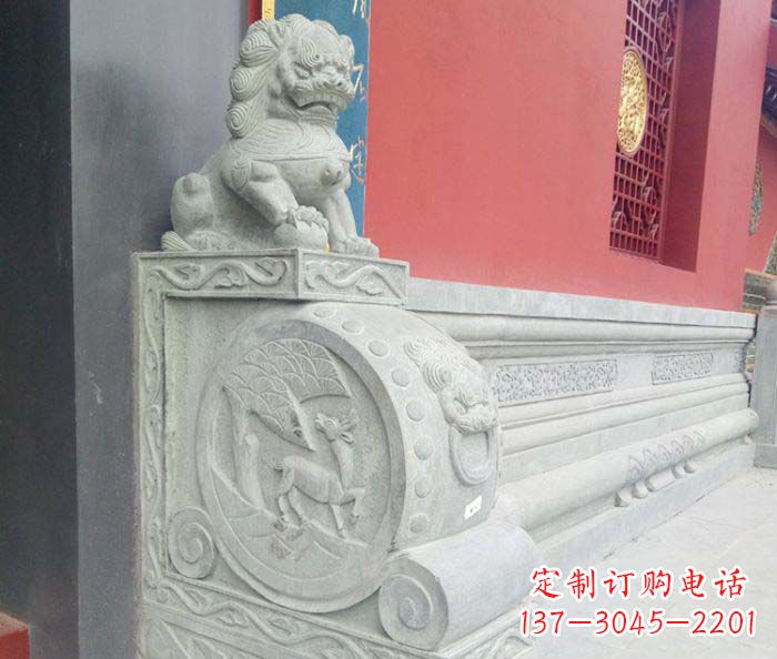 廊坊寺庙景观狮子石门墩抱鼓石