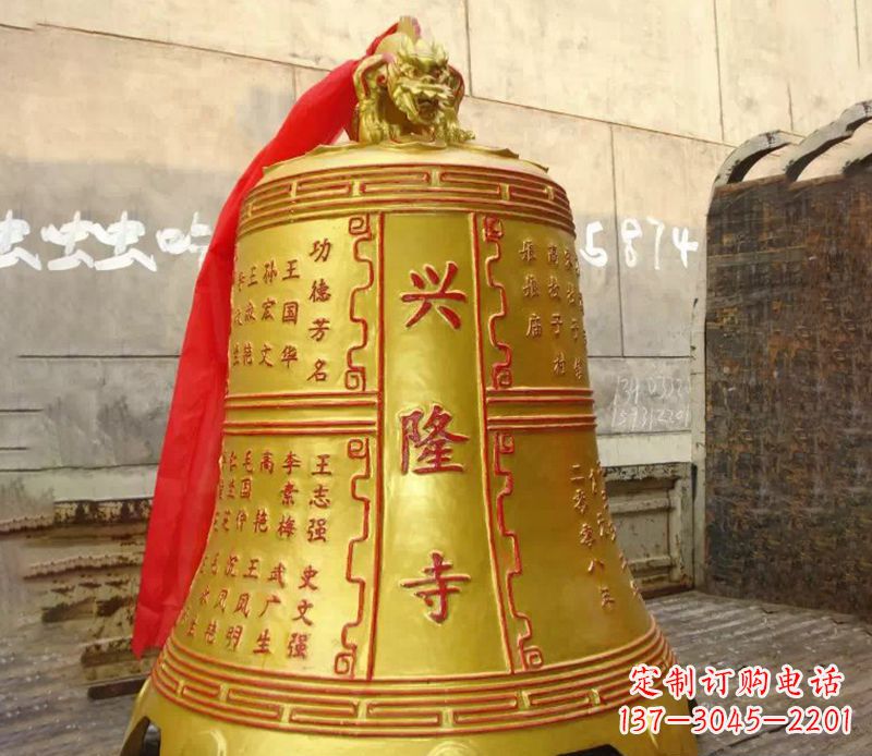 廊坊寺庙景观铜钟雕塑