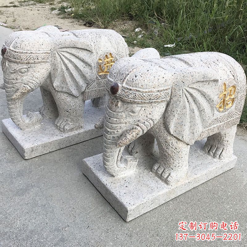 廊坊寺庙门口大象石雕
