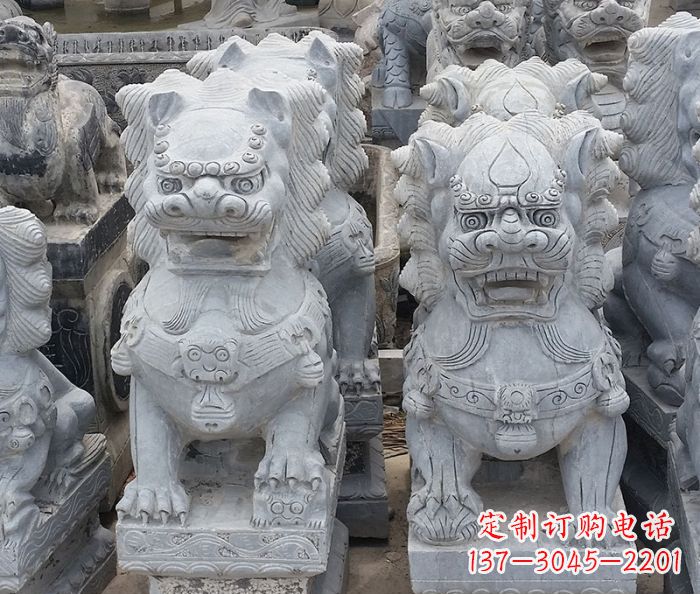 廊坊寺庙青石狮子石雕