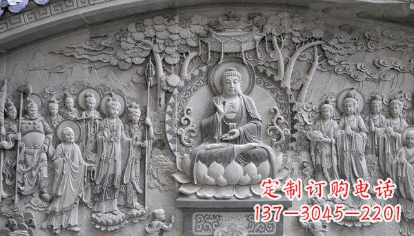 廊坊寺庙墙壁石浮雕佛像