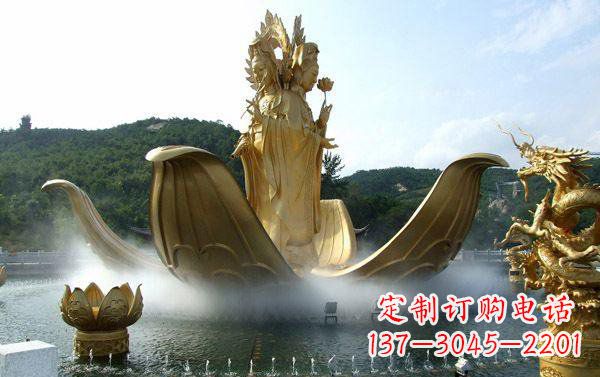 廊坊寺庙三面观音雕像