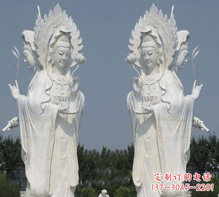 廊坊寺庙三面观音菩萨雕塑