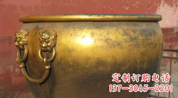 廊坊寺庙水缸铜雕 (2)