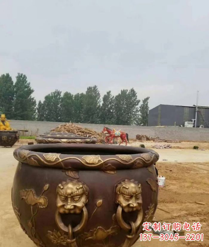 廊坊寺庙水缸铜雕 (4)