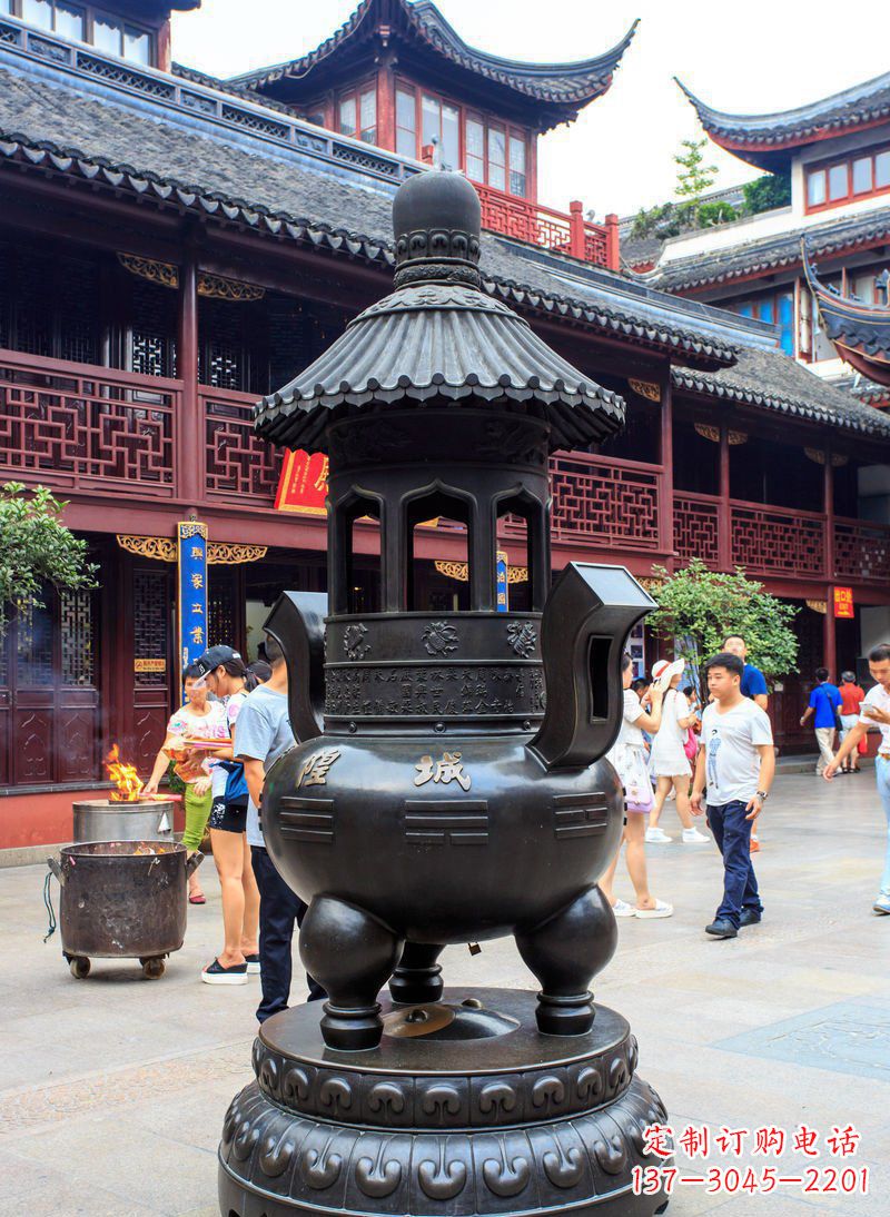 廊坊寺庙铜香炉铜雕 (2)