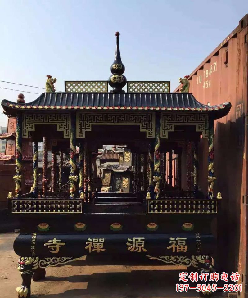廊坊寺庙香炉铜雕 (2)
