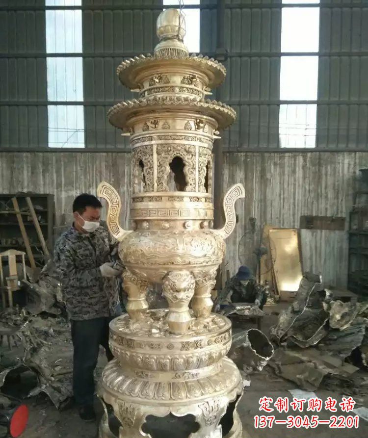 廊坊寺庙香炉铜雕 (5)