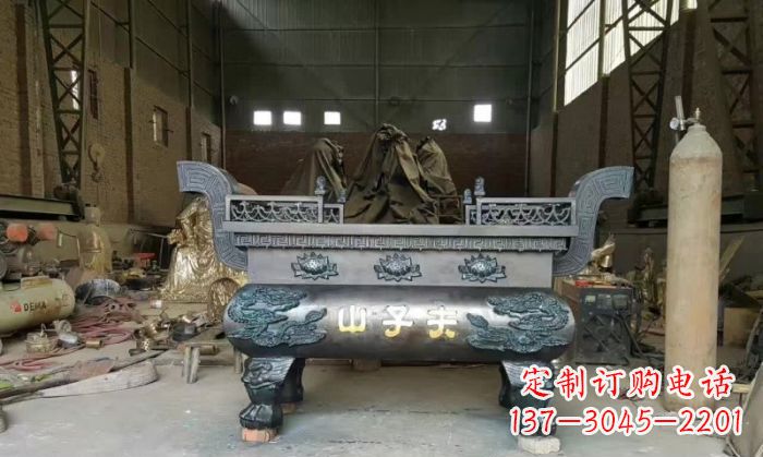 廊坊寺庙香炉铜雕_2