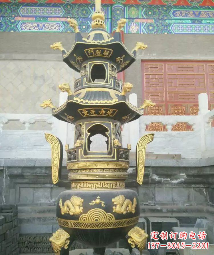 廊坊寺庙香炉铜雕_1