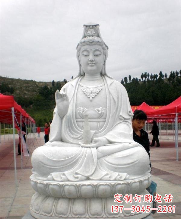 廊坊寺庙坐式观音雕像