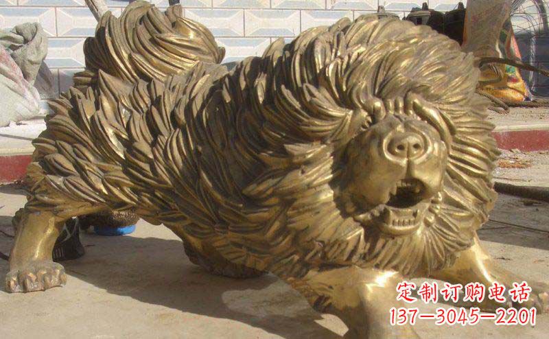 廊坊松狮犬动物铜雕
