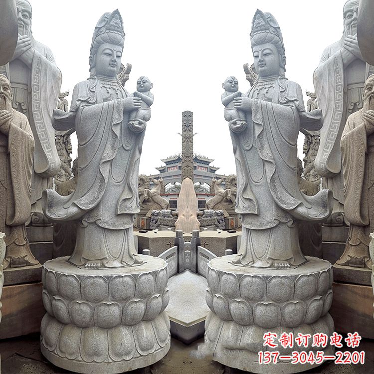 廊坊送子观音青石雕塑