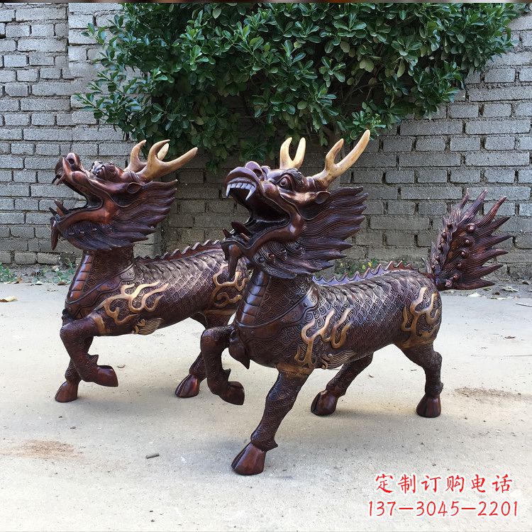 廊坊送子麒麟铜雕塑