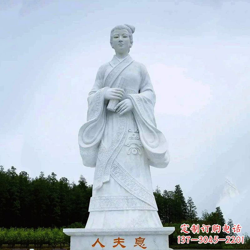 廊坊桃花夫人息妫汉白玉雕塑-景区园林历史名人古代著名美女雕像